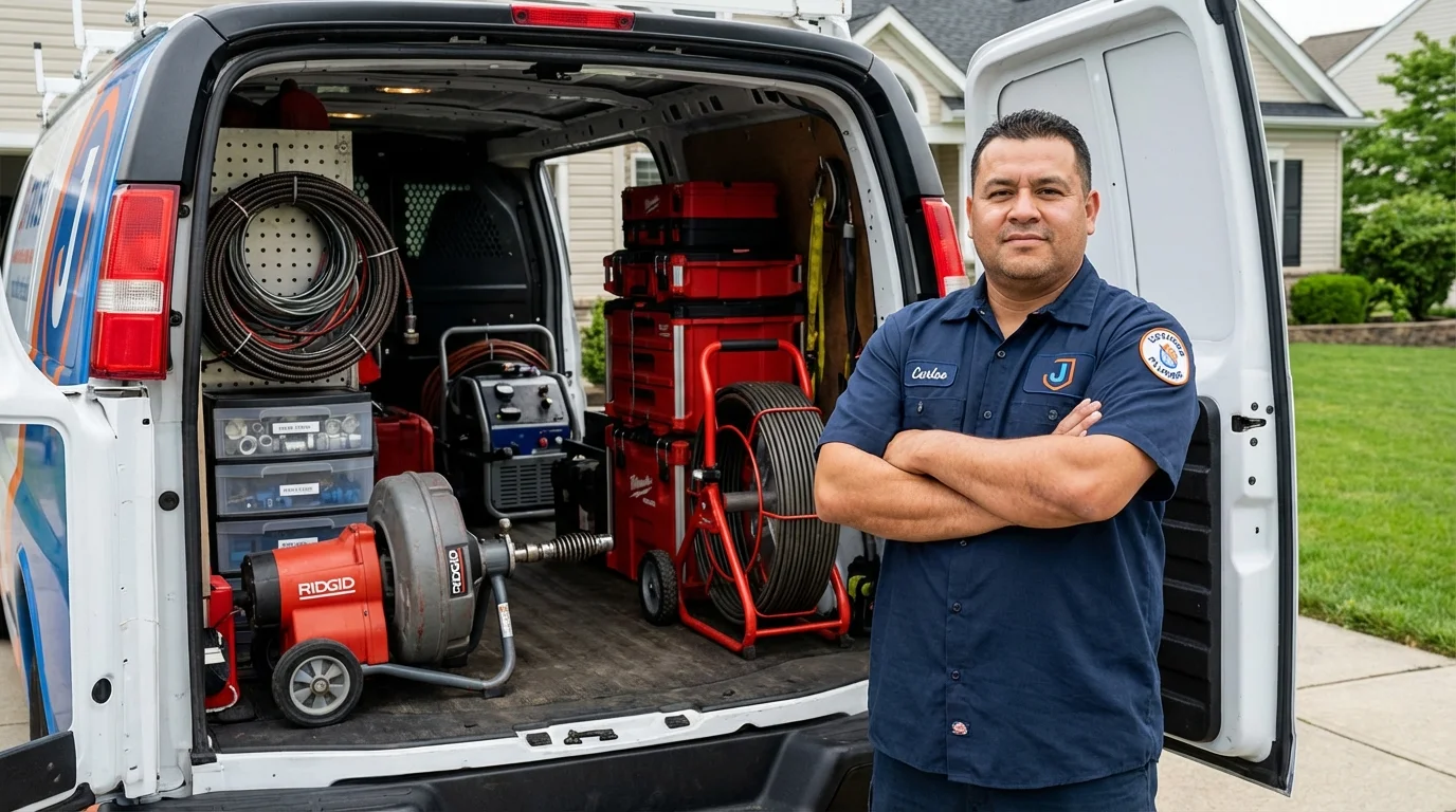 Professional drain cleaning equipment and Johns Plumbing LLC plumber in Batesville