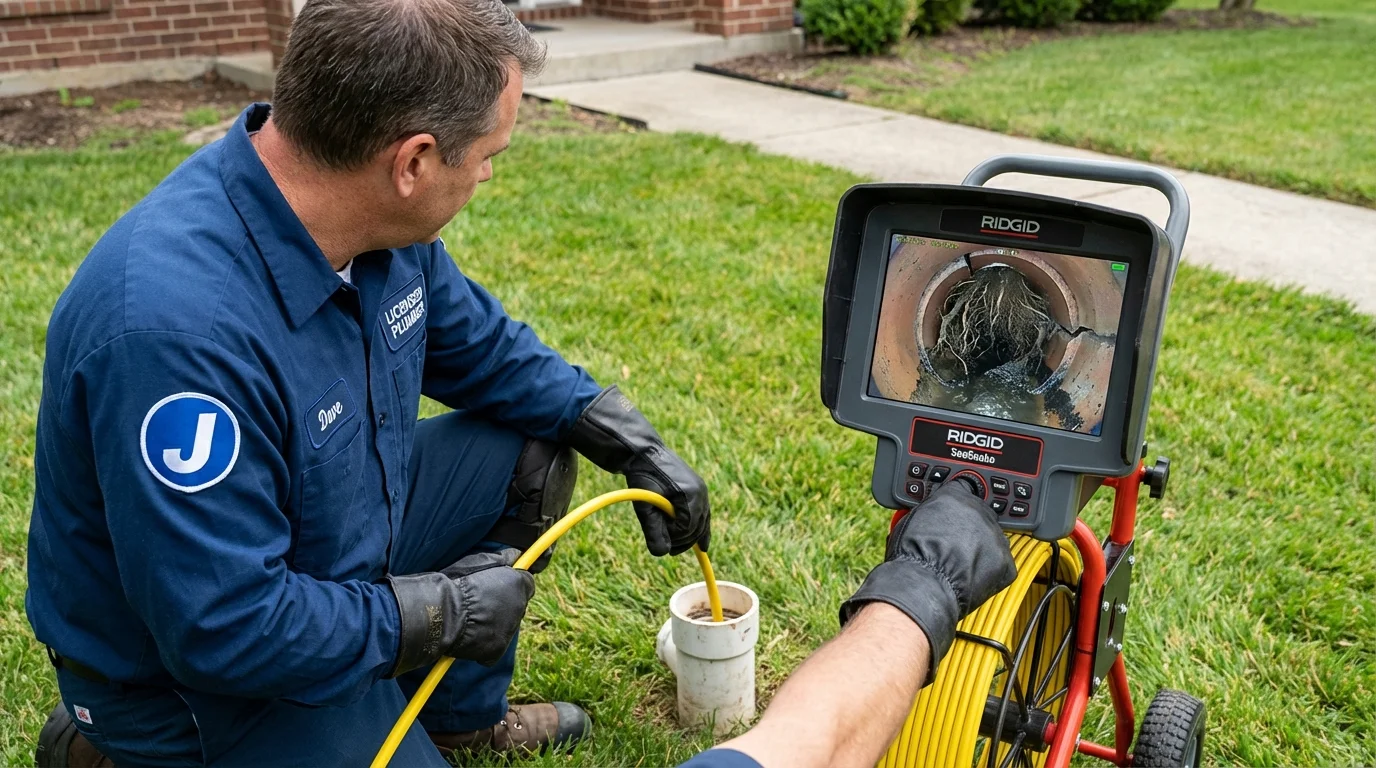 Sewer camera inspection being performed by Johns Plumbing LLC in Batesville